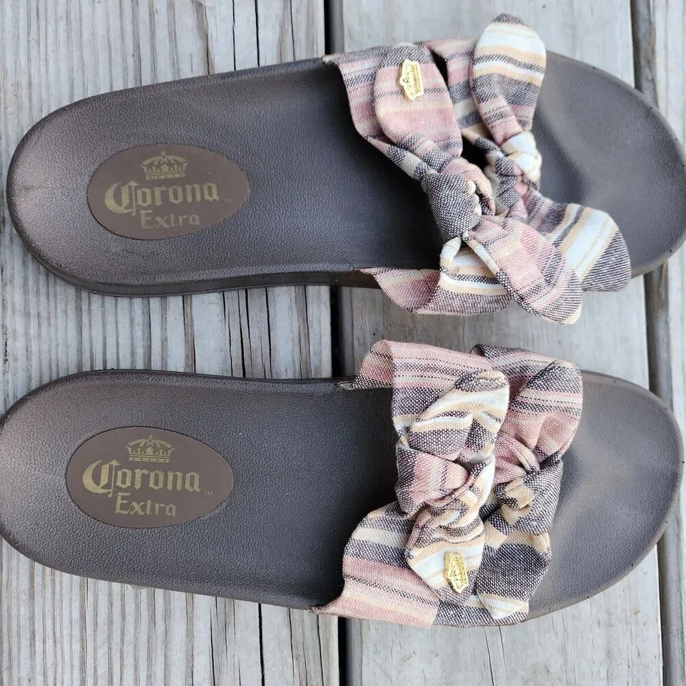 Corona Extra Womens Size 9-10 Sandals Flip Flops Slides Pink And Brown